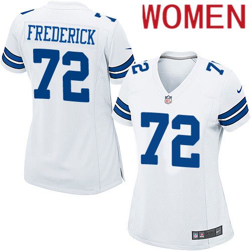 Women Dallas Cowboys #72 Travis Frederick Nike White Team Game NFL Jersey->women nfl jersey->Women Jersey